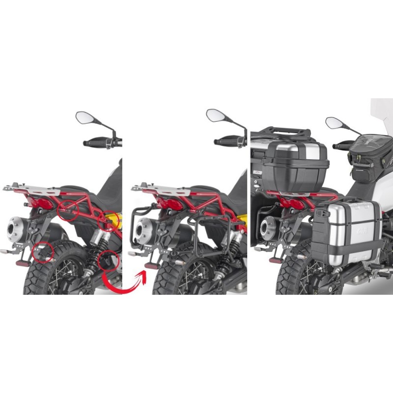 GIVI PL ONE-FIT MONOKEY SIDE CASE HOLDER WITH QUICK RELEASE MOTO GUZZI V85 TT 2019-2020