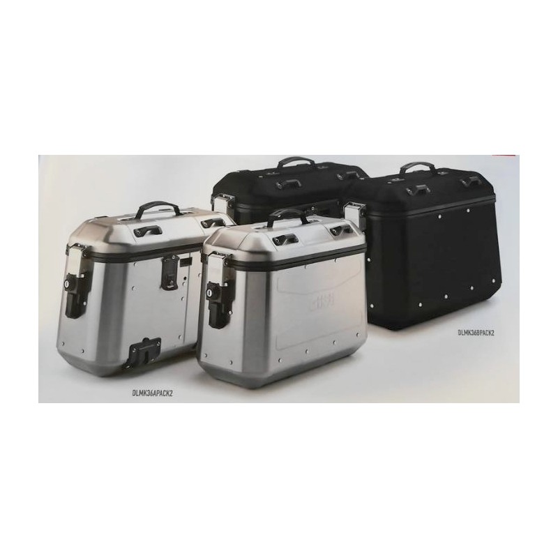 PAIR OF GIVI SIDE CASES IN ALUMINUM MONOKEY TREKKER DOLOMITI BLACK LINE, 36 LITERS