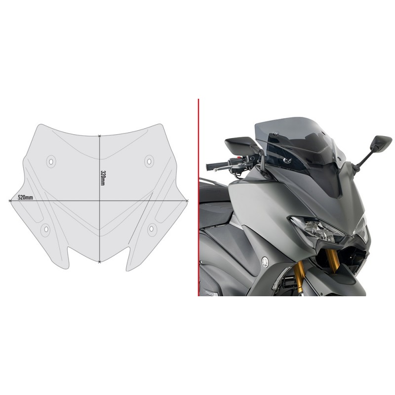 PARABRISAS BAJO GIVI YAMAHA T-MAX 560 2020-2021, AHUMADO