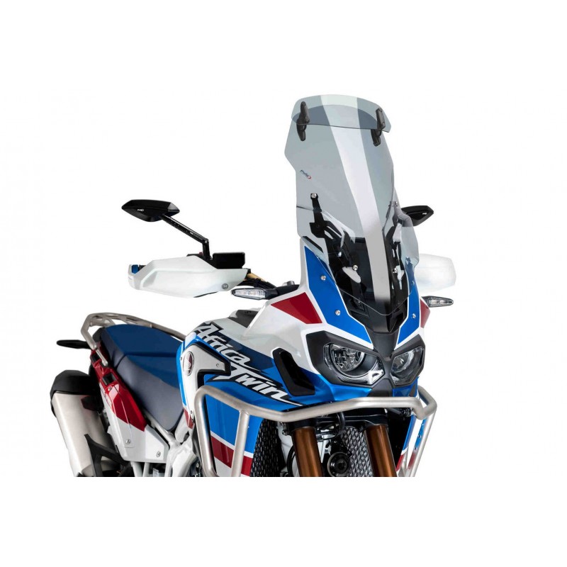 UPGRADED PUIG TOURING WINDSHIELD WITH DEFLECTOR HONDA AFRICA TWIN 1000 2018-2019, LIGHT SMOKE