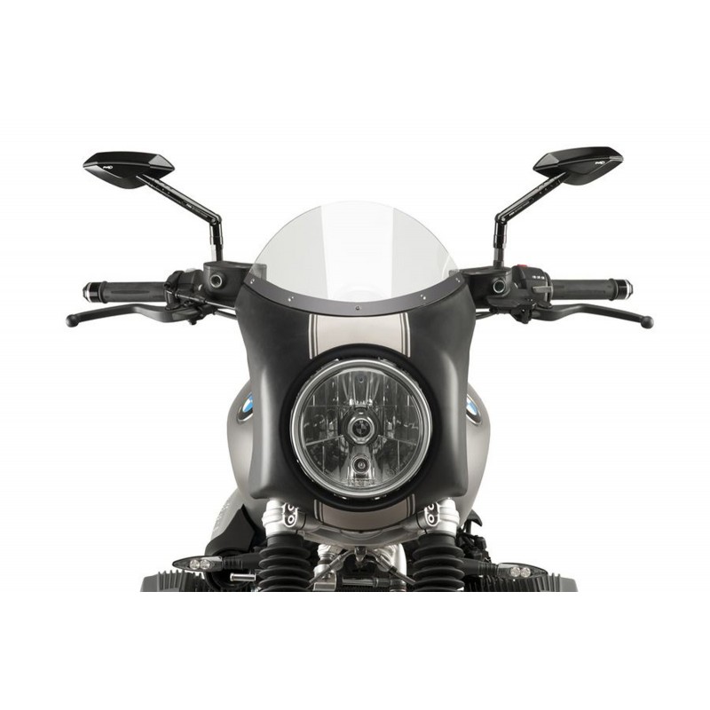 PUIG WINDSCHUTZSCHEIBEN-HALBVERKLEIDUNG BMW R NINE T SCRAMBLER 2016-2020, TRANSPARENT/MATTSCHWARZ