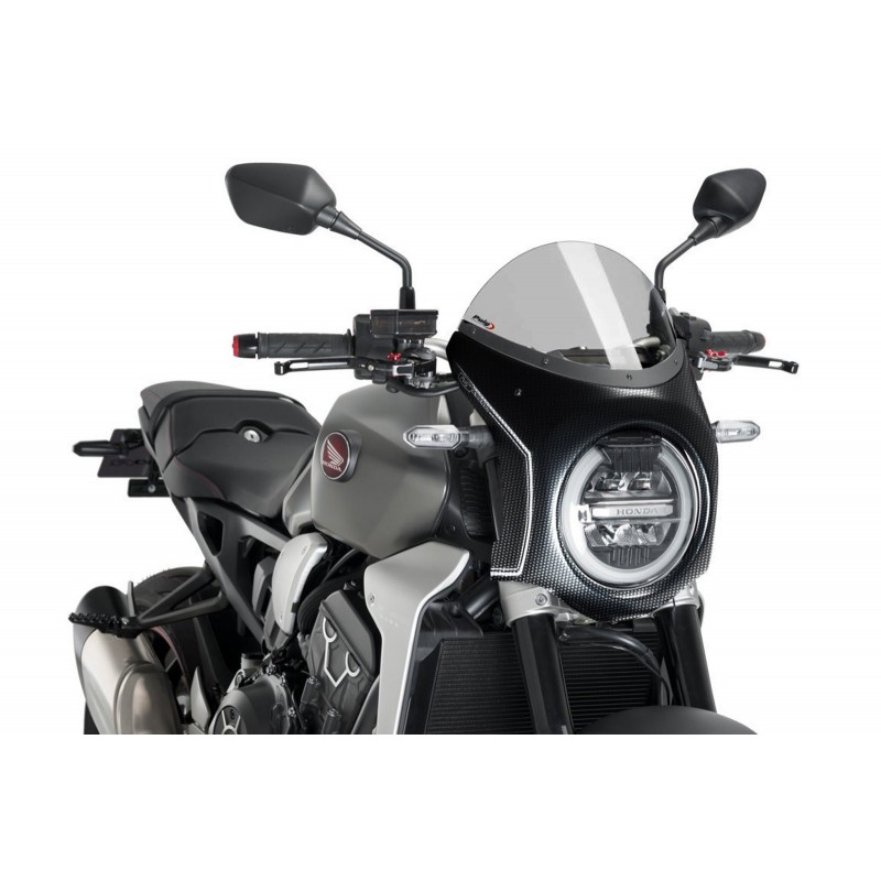 PUIG WINDSCHUTZSCHEIBE HALBVERKLEIDUNG HONDA CB 1000 R 2018-2020, LEICHTER RAUCH/CARBON
