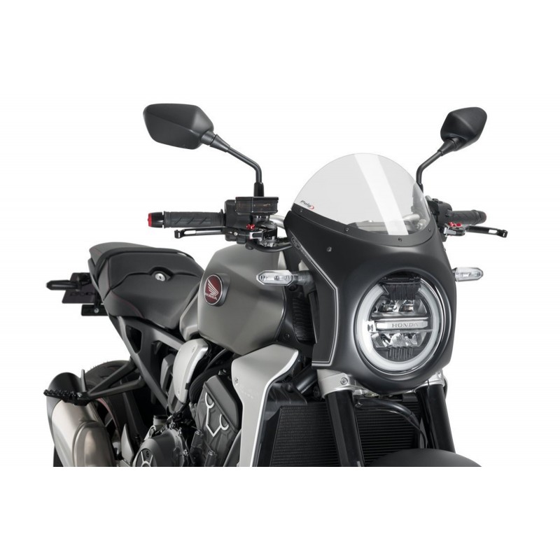 PUIG WINDSHIELD HALF FAIRING HONDA CB 1000 R 2018-2020, TRANSPARENT/BLACK