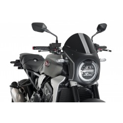 PUIG HALF FAIRING WINDSHIELD HONDA CB 650 R 2019-2020, BLACK/BLACK