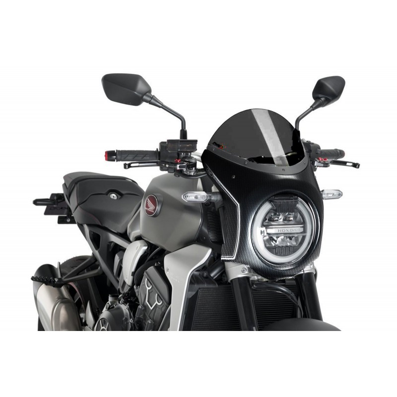PUIG WINDSCHUTZSCHEIBEN-HALBE VERKLEIDUNG HONDA CB 650 R 2021-2023, DUNKLE RAUCH/CARBON