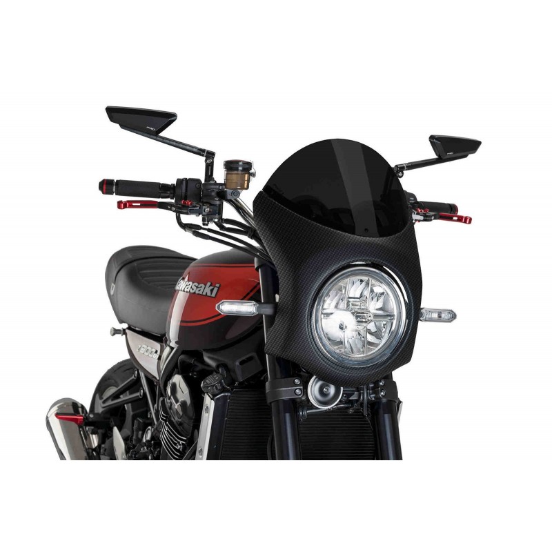 PUIG HALB VERKLEIDUNG WINDSCHUTZSCHEIBE KAWASAKI Z 900 RS 2018-2020, DUNKLE RAUCH/CARBON