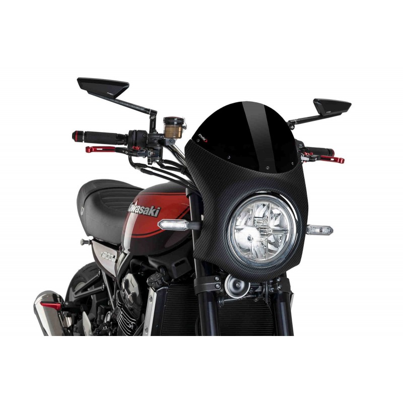 PUIG HALB VERKLEIDUNG WINDSCHUTZSCHEIBE KAWASAKI Z 900 RS 2018-2020, SCHWARZ/CARBON