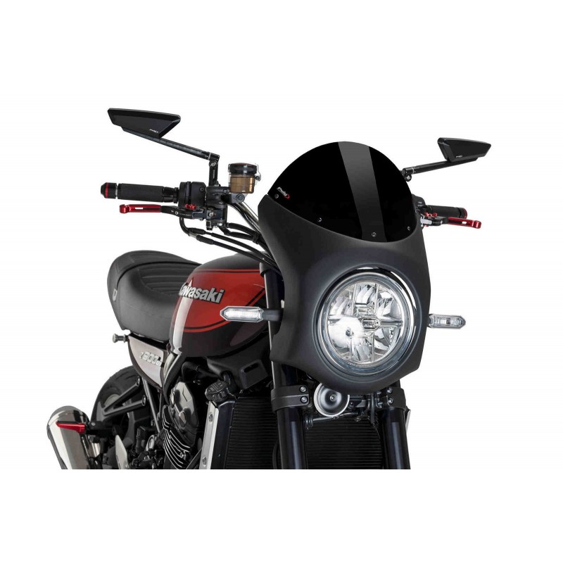 PUIG WINDSHIELD HALF FAIRING KAWASAKI Z 900 RS 2018-2020, BLACK/BLACK