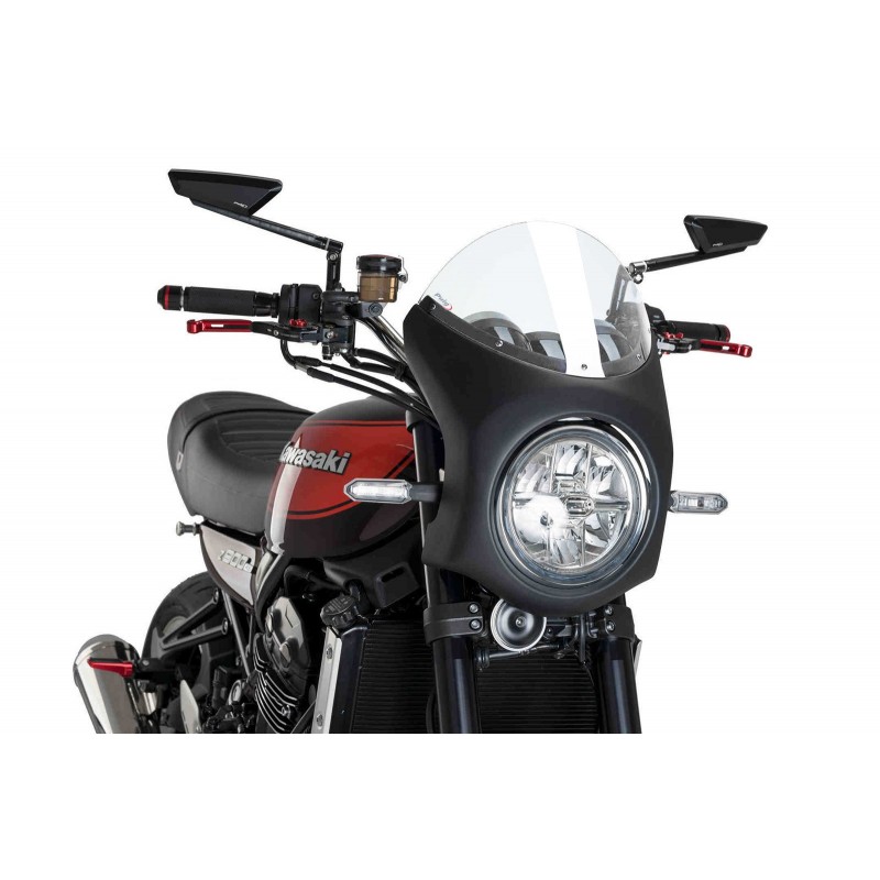 PUIG HALB VERKLEIDUNG WINDSCHUTZSCHEIBE KAWASAKI Z 900 RS 2018-2020, TRANSPARENT/SCHWARZ