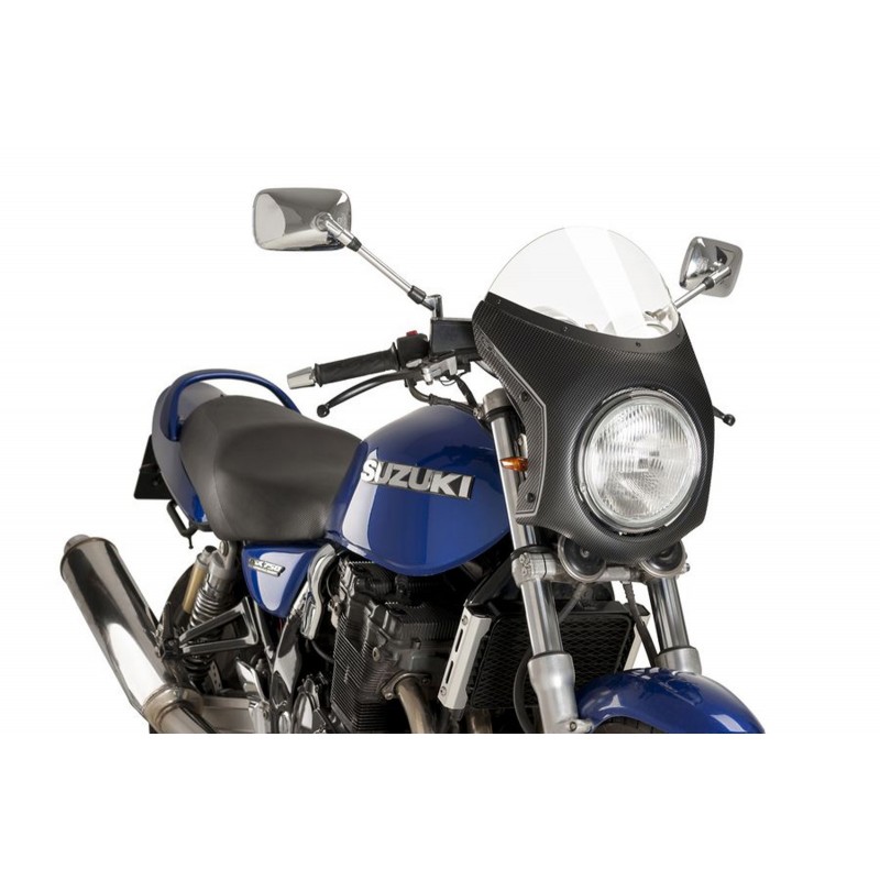 PUIG HALF-FAIRING WINDSHIELD TRIUMPH THRUXTON 1200 R 2016-2020, TRANSPARENT/CARBON LOOK