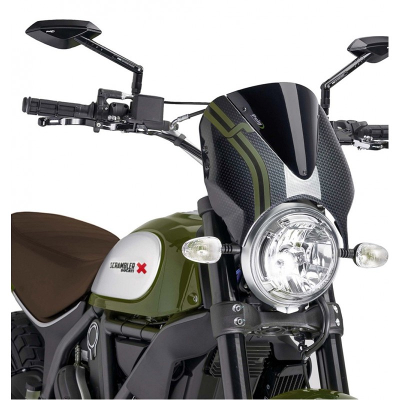 CUPOLINO PUIG RETRO DUCATI SCRAMBLER 1100 PRO 2020-2021, NERO/CARBON