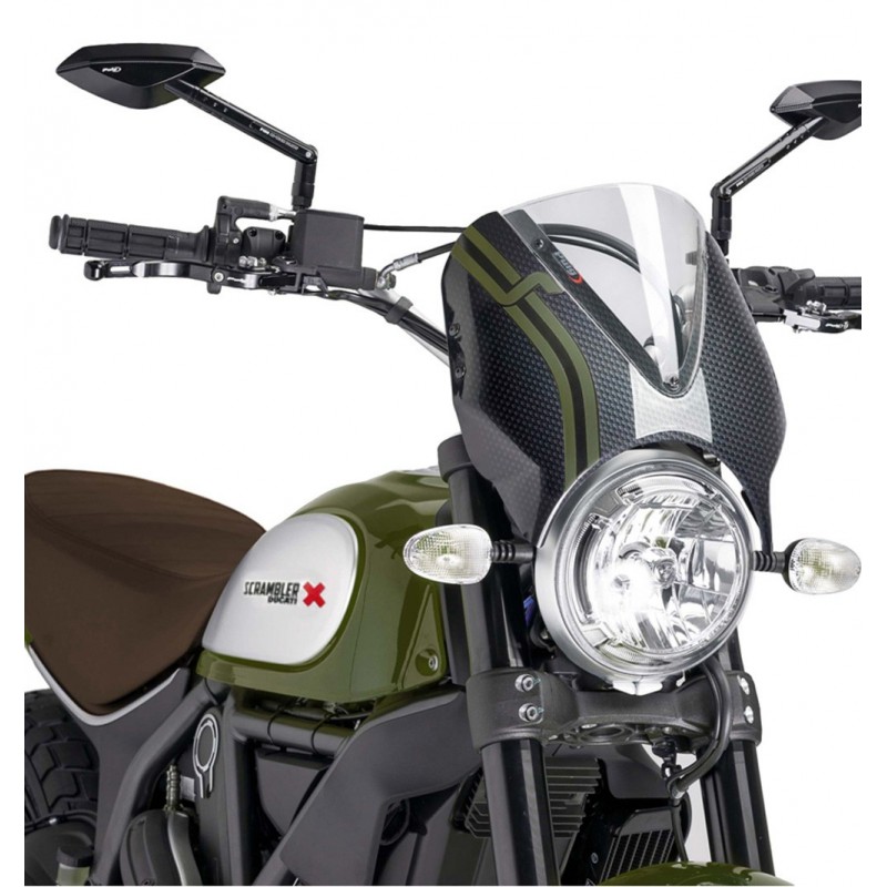 CUPOLINO PUIG RETRO DUCATI SCRAMBLER 1100 PRO 2020-2021, TRASPARENTE/CARBON