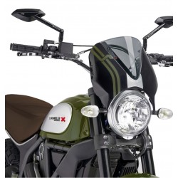 PUIG RETRO WINDSCHUTZSCHEIBE DUCATI SCRAMBLER DESERT SLED 2017-2018, LEICHTER RAUCH/SCHWARZ