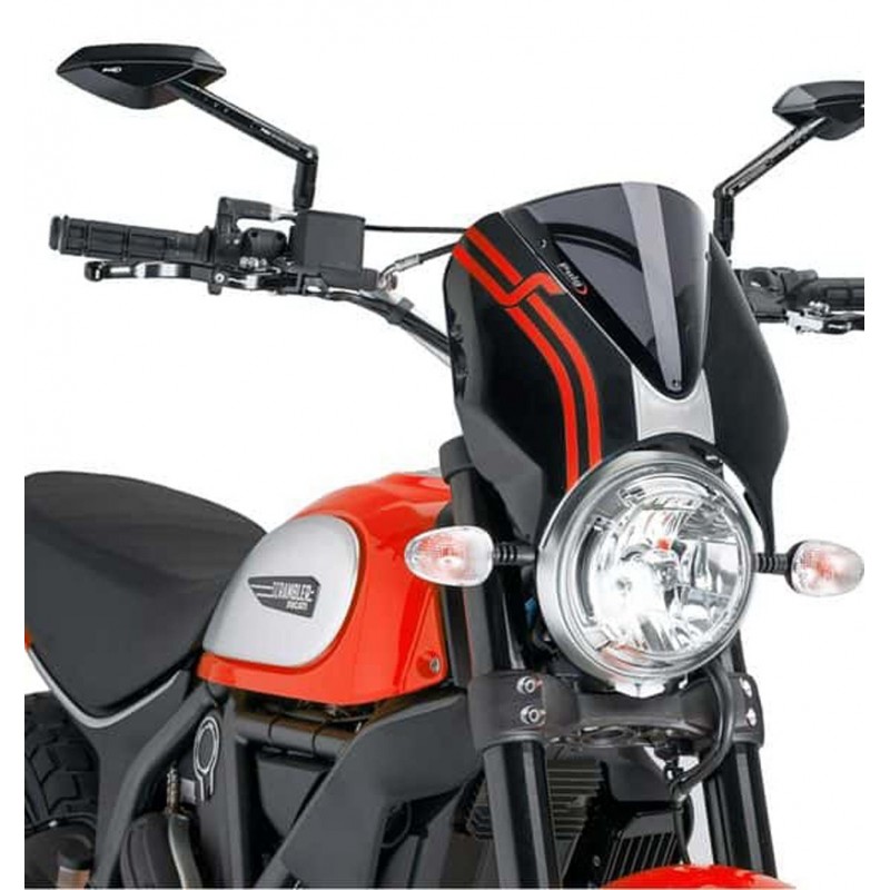 CUPOLINO PUIG RETRO DUCATI SCRAMBLER DESERT SLED 2019-2020, FUME SCURO/NERO