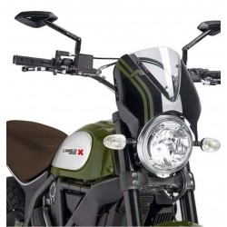 CUPOLINO PUIG RETRO DUCATI SCRAMBLER CAFE' RACER 2019-2020, TRASPARENTE/NERO