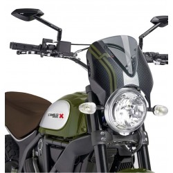 PARABRISAS PUIG RETRO DUCATI SCRAMBLER ICON 800 2019-2020, AHUMADO CLARO/CARBONO