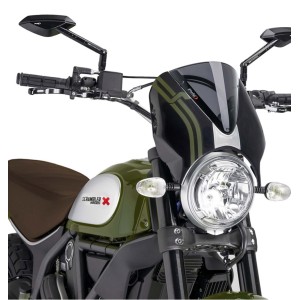 PARABRISAS PUIG RETRO DUCATI SCRAMBLER ICON 800 2015-2018, AHUMADO OSCURO/NEGRO
