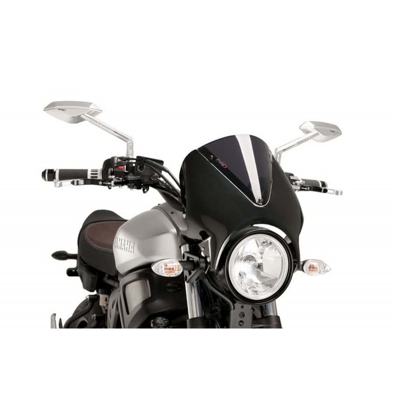 PARABRISAS PUIG RETRO YAMAHA XSR 700 2016-2020, AHUMADO OSCURO/CARBONO