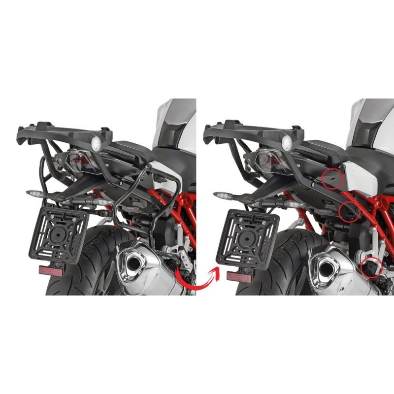 SPEZIFISCHER STAHLROHR-SEITENKOFFERTRÄGE GIVI SCHNELLWECHS FÜR KOFFER MONOKEY SIDE BMW R 1250 R 2021-2024