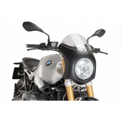 CUPOLINO PUIG SEMICARENATO BMW R NINE T 2021-2024, FUME CHIARO/NERO OPACO