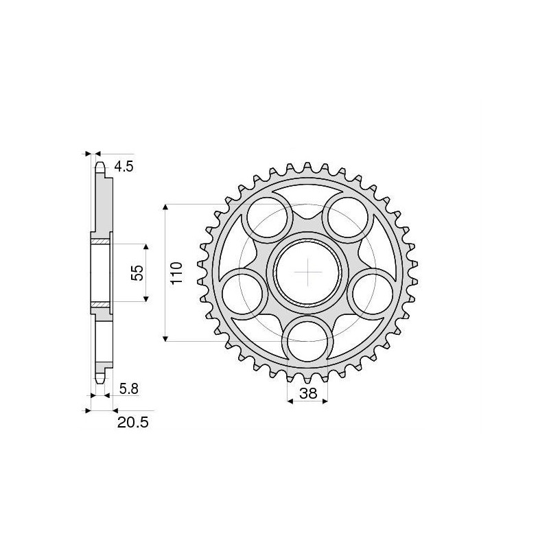 ALUMINIUM-KETTENRAD FÜR KETTE 520 DUCATI HYPERMOTARD 950 RVE 2021-2024