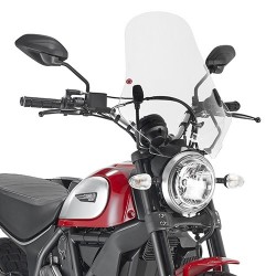 PARABREZZA GIVI DUCATI SCRAMBLER ICON 800 2021-2022, TRASPARENTE, CON KIT DI MONTAGGIO