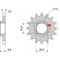 PIÑON DE ACERO PARA CADENA 525 KAWASAKI VERSYS 1000 S 2021-2024