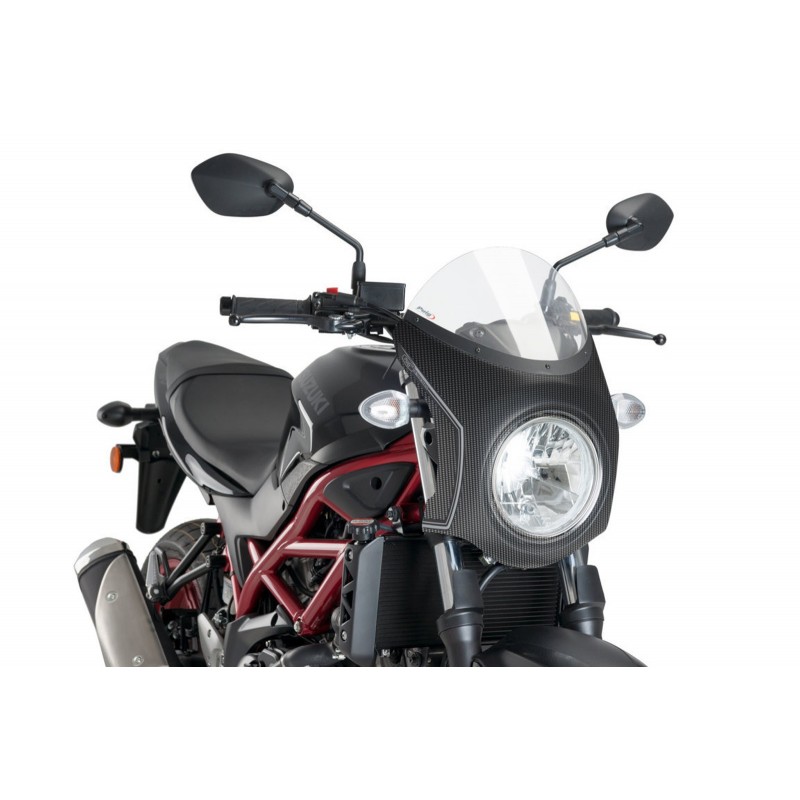 CUPOLINO PUIG SEMICARENATO SUZUKI SV 650 2021-2024, TRASPARENTE/CARBON LOOK