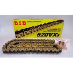 CATENA STRADALE DID 520 VX3 G&B 124 MAGLIE CON X-RING (GIUNZIONE A RIBADIRE)