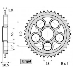 ALUMINIUM-KETTENRAD FÜR KETTE 520 DUCATI 748/R/S, MONSTER S2R 800 2005-2007