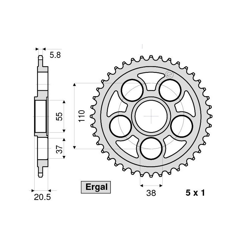 ALUMINIUM-KETTENRAD FÜR KETTE 520 DUCATI 748/R/S, MONSTER S2R 800 2005-2007