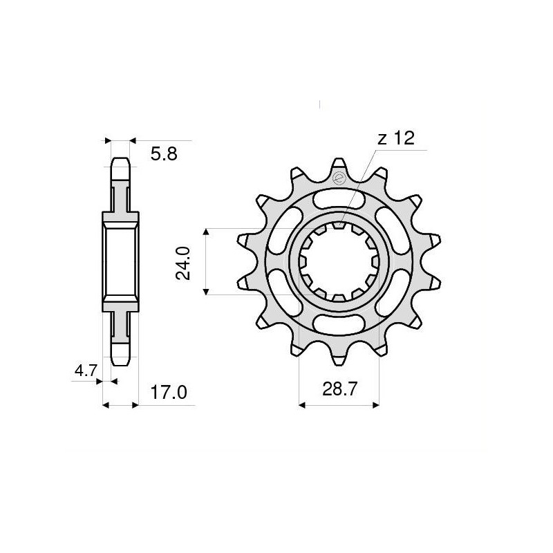 PIÑON DE ACERO PARA CADENA 520 HONDA HORNET 600 1998-2006, CBF 600 2004-2007