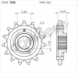 PIÑON DE ACERO PARA CADENA 525 DUCATI DIAVEL 1260 2019-2020