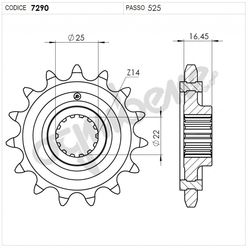 PIGNONE IN ACCIAIO PER CATENA 525 DUCATI DIAVEL 1260 2019-2020