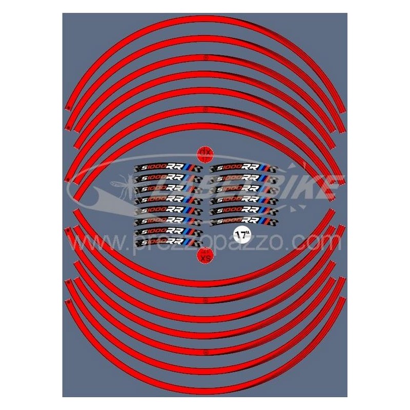 KIT BORDES ADHESIVOS PARA LLANTAS BMW S 1000 RR ROJO