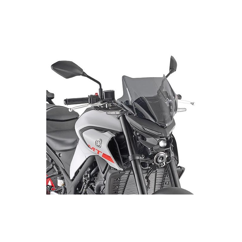 GIVI WINDSCREEN YAMAHA MT-03 2022-2024, SMOKED, WITH MOUNTING KIT