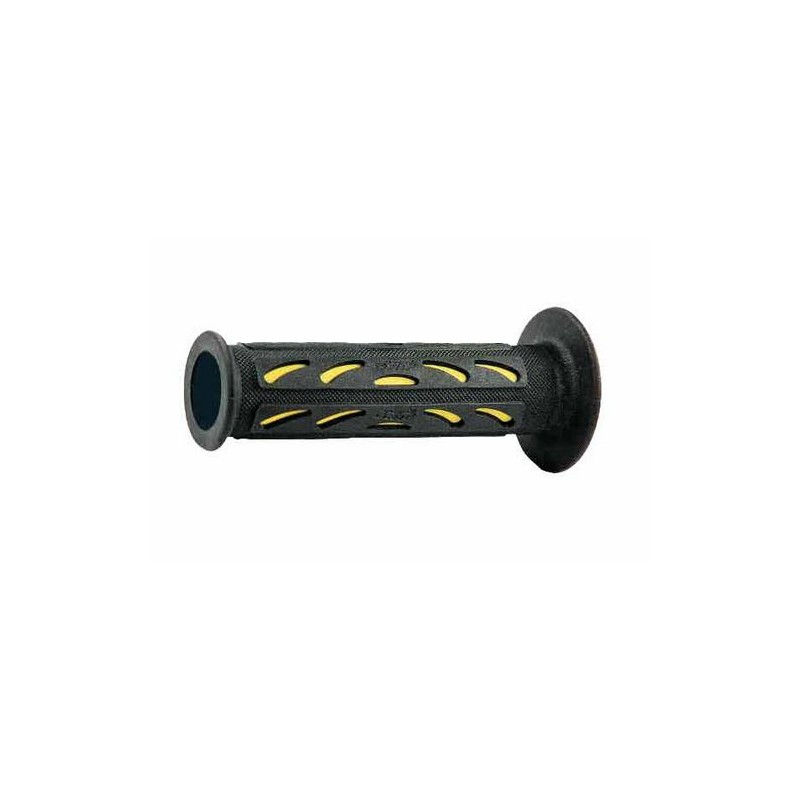 COPPIA MANOPOLE PROGRIP 724 FORATE AI LATI PER MOTO STRADALI, GIALLO