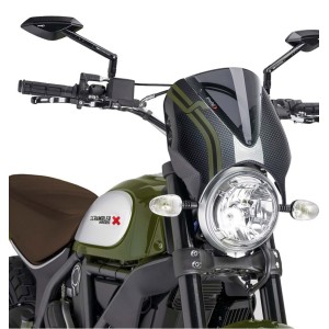 PUIG RETRO WINDSCREEN DUCATI SCRAMBLER 1100 2018-2019, DARK SMOKE/CARBON