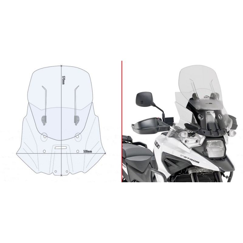 GIVI AIRFLOW SLIDING WINDSHIELD SUZUKI V-STROM 1050 2020-2022, CLEAR