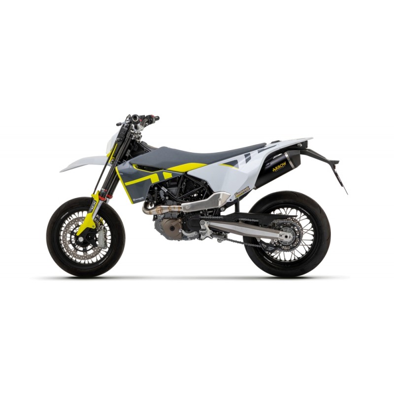 TERMINALE ARROW RACE-TECH HUSQVARNA 701 ENDURO 2021-2024, ALLUMINIO DARK/CARBONIO, CATALIZZATO