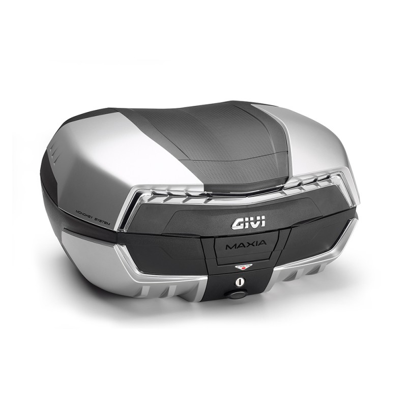 GIVI MONOKEY KOFFER MAXIA 5 FASSUNGSVERMÖGEN 58 LITER, SCHWARZER ALUMINIUMDECKEL UND TRANSPARENTER REFLEKTOR