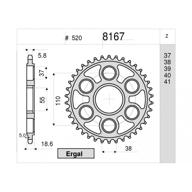 ALUMINIUM-KETTENRAD FÜR KETTE 520 DUCATI MONSTER 1200/S 2017-2020