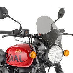 PARABRISAS GIVI ROYAL ENFIELD HNTR 350 2022-2024, AHUMADO, CON KIT DE MONTAJE