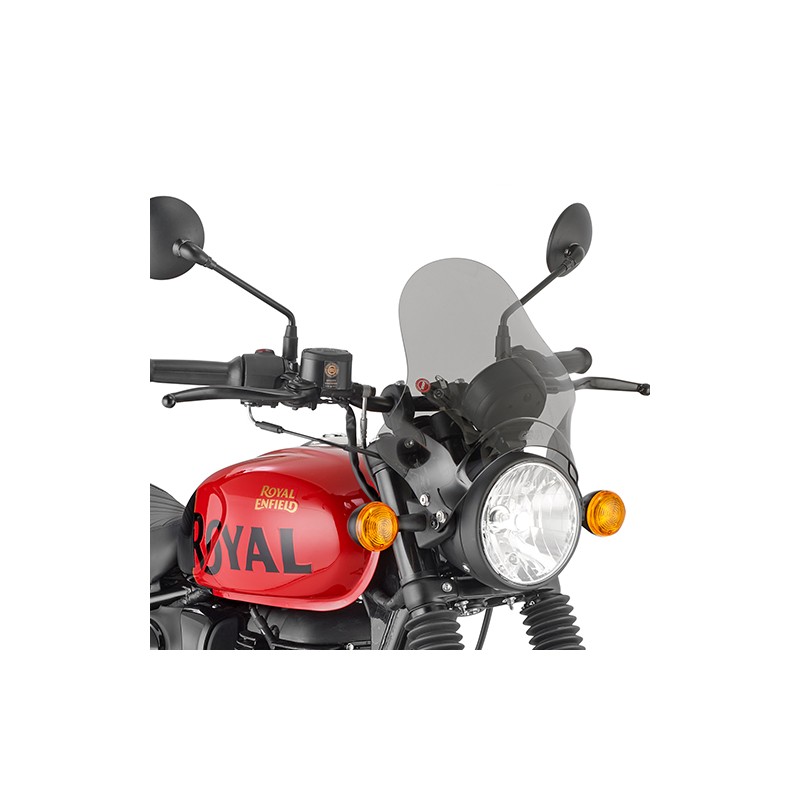 PARABRISAS GIVI ROYAL ENFIELD HNTR 350 2022-2024, AHUMADO, CON KIT DE MONTAJE