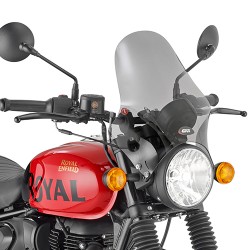 PARABRISAS GIVI ROYAL ENFIELD HNTR 350 2022-2024, AHUMADO, CON KIT DE MONTAJE