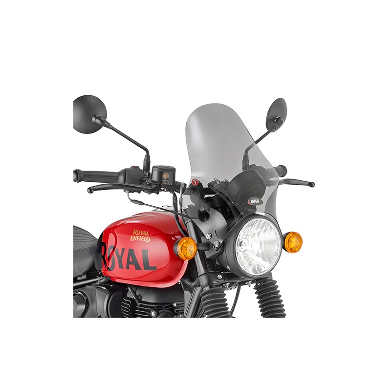 PARABRISAS GIVI ROYAL ENFIELD HNTR 350 2022-2024, AHUMADO, CON KIT DE MONTAJE