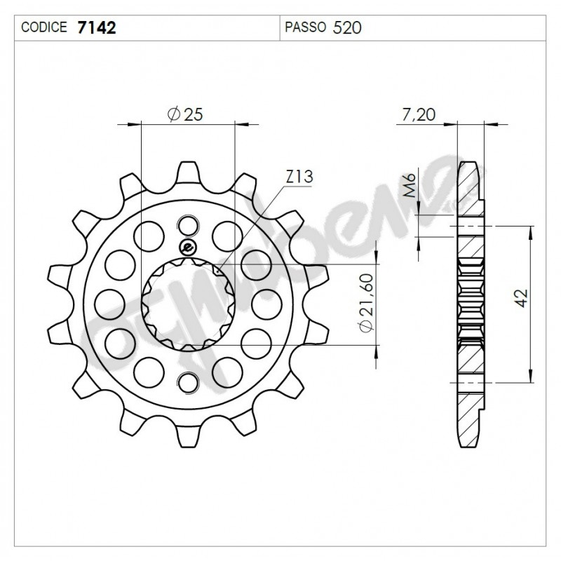 PIGNONE IN ACCIAIO PER CATENA 520 TRIUMPH STREET TRIPLE R 765 2021-2022