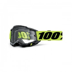 MASCHERA 100% ACCURI 2 ENDURO NEON GIALLO LENTE DOPPIA TRASPARENTE