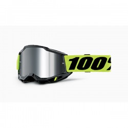 MASCHERA 100% ACCURI 2 NEON GIALLO LENTE A SPECCHIO ARGENTO