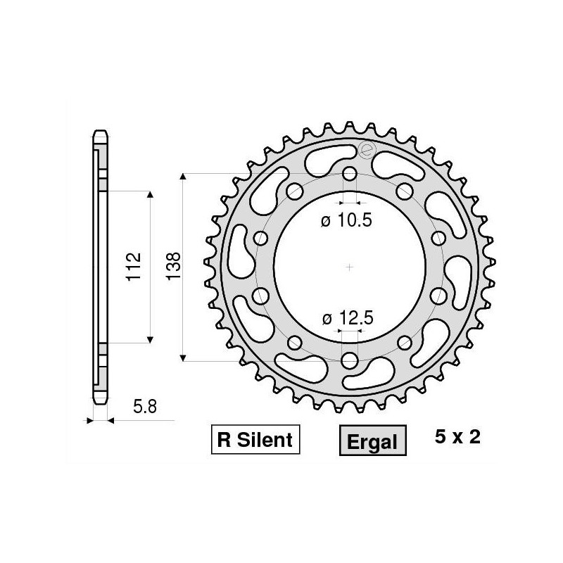CORONA IN ACCIAIO PER CATENA 520 HONDA CBR 500 R 2019-2020